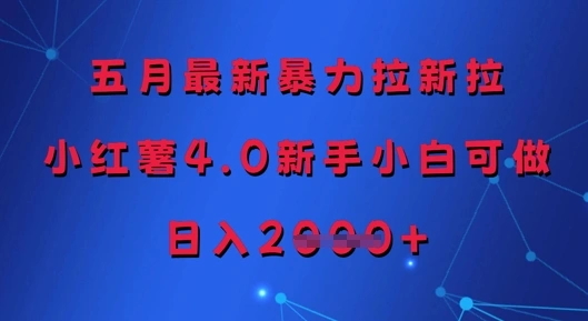 五月最新暴力拉新拉，小红薯4.0新手小白可做，日入多张 - 福利组