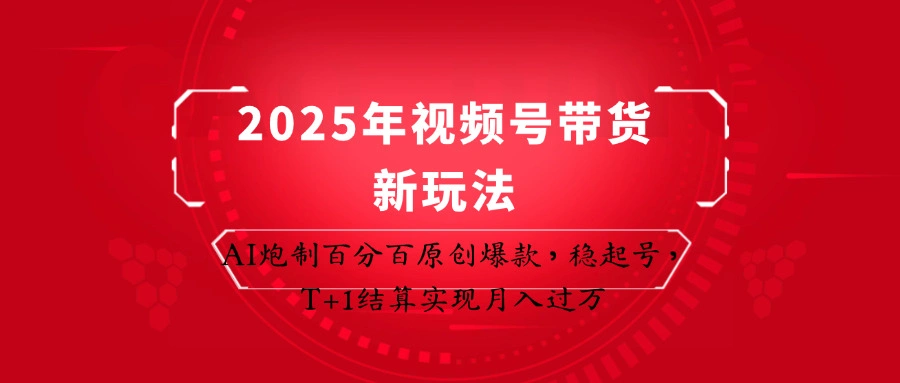 2025年视频号带货新玩法：AI炮制百分百原创爆款，稳起号，T+1结算实现月入过万 - 福利组