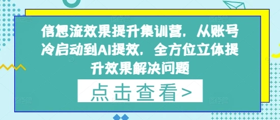 信息流效果提升集训营，从账号冷启动到AI提效，全方位立体提升效果解决问题 - 福利组
