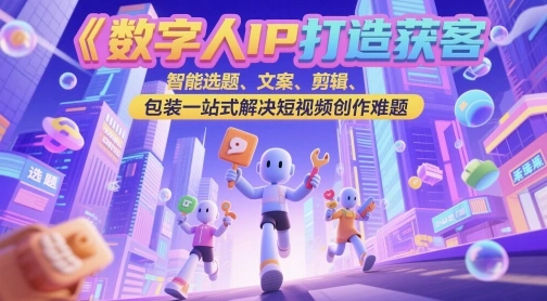 数字人IP打造获客变现实操课，智能选题、文案、剪辑、包装一站式解决短视频创作难题 - 福利组