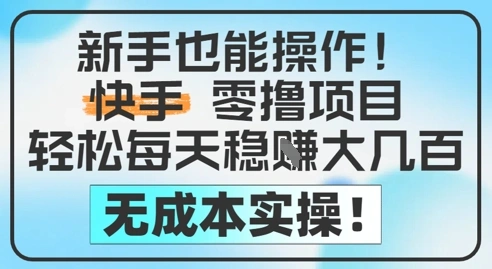 新手也能操作，快手零撸挣米，轻松每天挣2-5张，完全无成本 - 福利组
