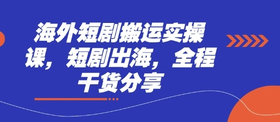 海外短剧搬运实操课，短剧出海，全程干货分享 - 福利组