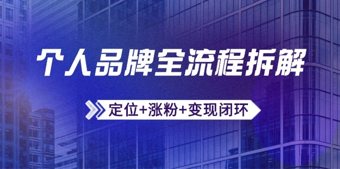 个人品牌全流程拆解：定位+涨粉+变现闭环，微信生态运营与资源整合 - 福利组
