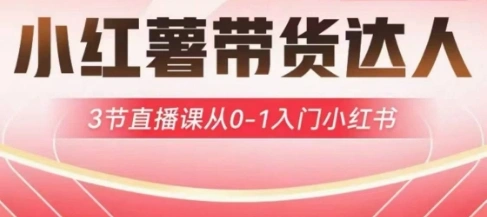 小红薯达人带货启航计划，3节直播课从0-1入门小红书 - 福利组