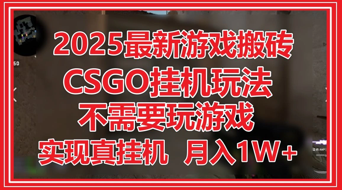 2025最新游戏搬砖，CSGO挂机，不需要玩游戏，实现真挂机，月入1W+ - 福利组
