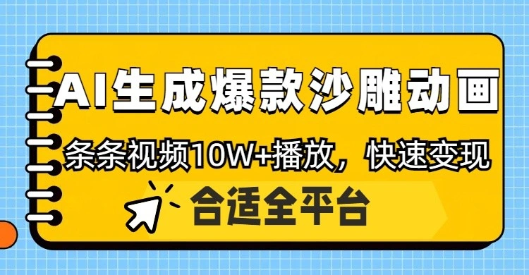 利用AI一键生成爆款沙雕动画，一条视频播放10W+，条条原创轻松变现 - 福利组