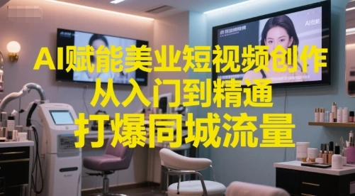AI赋能美业短视频创作，从入门到精通，打爆同城流量，超级AI工具短视频实操落地 - 福利组