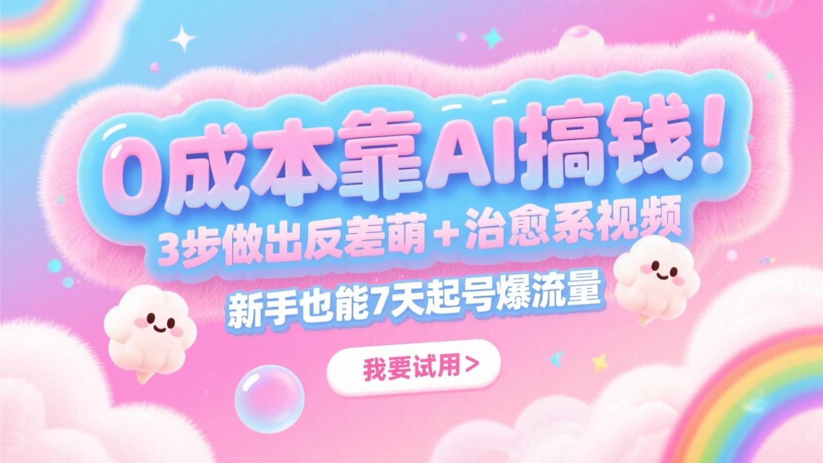 0成本靠AI搞钱！3步做出反差萌+治愈系视频，新手也能7天起号爆流量，月入5位数 - 福利组