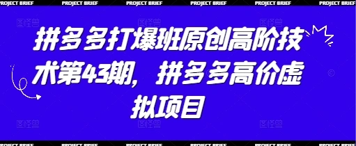 拼多多打爆班原创高阶技术第43期，拼多多高价虚拟项目 - 福利组