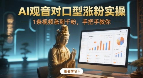 AI观音对口型涨粉实操，1条视频涨到千粉，手把手教你 - 福利组