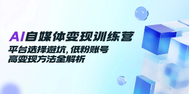 AI自媒体变现训练营，平台选择避坑，低粉账号高变现方法全解析 - 福利组