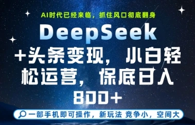 DeepSeek+头条变现，保姆级教学，小白轻松上手，日入8张+【揭秘】 - 福利组