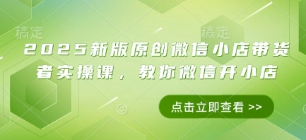 2025新版原创微信小店带货者实操课，教你微信开小店 - 福利组