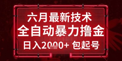 六月最新技术全自动暴力撸金，稳定日入2k+包起号，长期稳定【揭秘】- 福利组