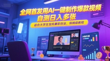 全网首发用AI一键制作爆款视频，自测日入多张，适合大学生宝妈兼职创业，保姆级教程 - 福利组