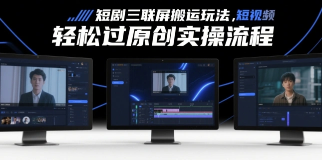 短剧三联屏搬运玩法，短剧搬运轻松过原创实操流程 - 福利组