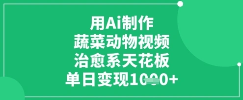 用Ai制作蔬菜动物视频，治愈系天花板，单日变现1k - 福利组