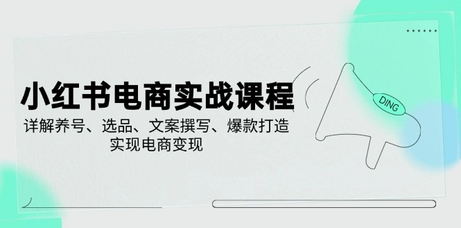 小红书电商实战课程，详解养号、选品、文案撰写、爆款打造，实现电商变现 - 福利组