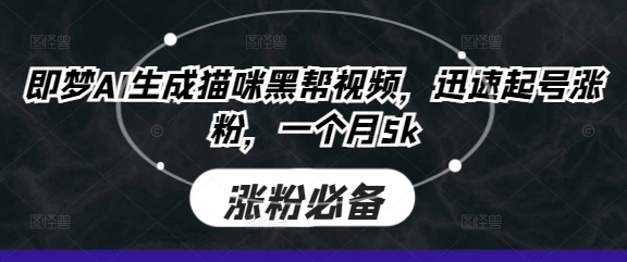 即梦AI生成猫咪黑帮视频，迅速起号涨粉，一个月5k - 福利组