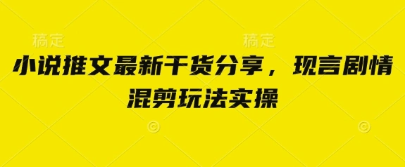 小说推文最新干货分享，现言剧情混剪玩法实操 - 福利组