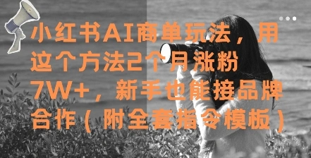 小红书AI商单玩法，用这个方法2个月涨粉7W+，新手也能接品牌合作(附全套指令模板)- 福利组