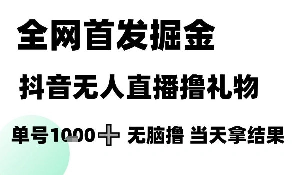 全网首发掘金抖音无人直播撸礼物，单号1k +无脑撸，当天拿结果【揭秘】 - 福利组