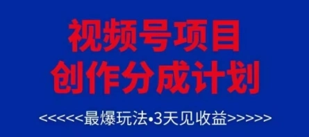 视频号创作分成计划，最爆玩法，3天见收益，单号每月可以产出3k+，可矩阵 - 福利组