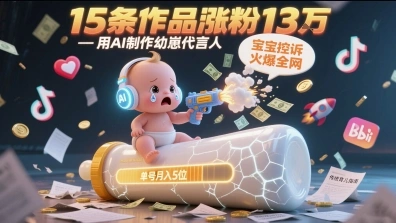用AI制作幼崽代言人，宝宝的控诉火爆全网，15条作品涨粉13W，单号月入5位数实操教程 - 福利组