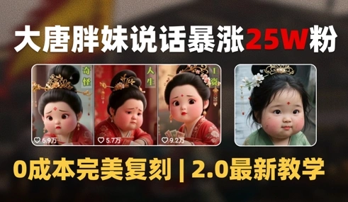 AI大唐胖贵妃说话2.0，40条视频暴涨40w粉，附独家变现攻略 - 福利组