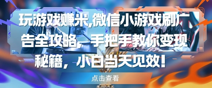玩游戏挣米，微信小游戏刷广告全攻略，手把手教你变现秘籍，小白当天见效 - 福利组