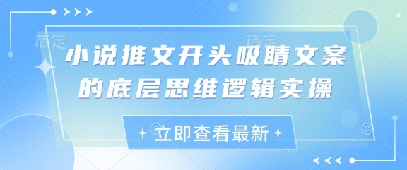 小说推文开头吸睛文案的底层思维逻辑实操- 福利组