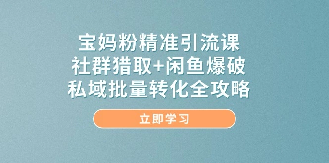 宝妈粉精准引流课，社群猎取+闲鱼爆破，私域批量转化全攻略- 福利组