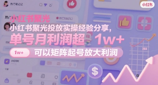 小红书聚光投放实操经验分享，单号月利润超1w+，可以矩阵起号放大利润 - 福利组
