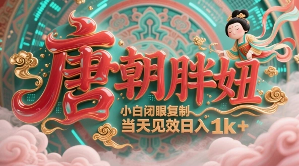 用AI克隆“唐朝胖妞”日更3条，平台疯狂推流，小白闭眼复制，当天见效，日入1k+ - 福利组
