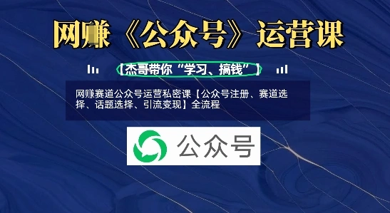 网创赛道公众号运营私密课【公众号注册、赛道选择、话题选择、引流变现】全流程 - 福利组