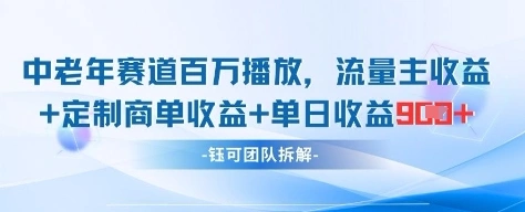 中老年赛道百万播放+流量主收益+定制收益，单日收益9张 - 福利组