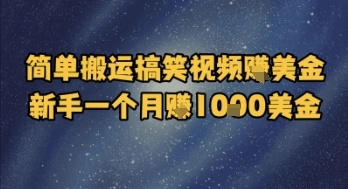 简单搬运搞笑视频挣美金，新手一个月入1k美金 - 福利组