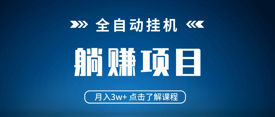 全自动挂机项目 月入3w+ 真正躺平项目 不吃电脑配置 当天见收益 - 福利组