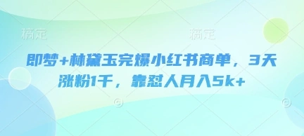 即梦+林黛玉完爆小红书商单，3天涨粉1千，靠怼人月入5k+- 福利组