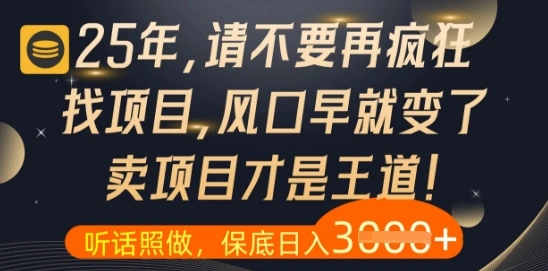 什么？25年你还在疯狂找项目做，醒醒吧，看完这些你全都懂了【揭秘】 - 福利组