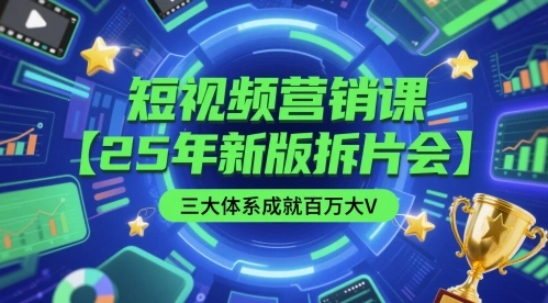 短视频营销课【25年新版拆片会】三大体系成就百万大V，包含正课、拆片会、手把手教学直播课等 - 福利组