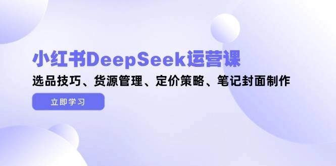 小红书DeepSeek运营课，选品技巧、货源管理、定价策略、笔记封面制作 - 福利组