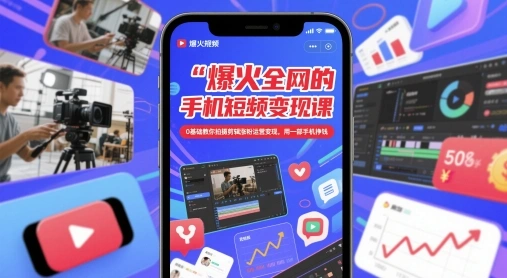 爆火全网的手机短视频变现课，0基础教你拍摄剪辑涨粉运营变现，用一部手机挣钱 - 福利组