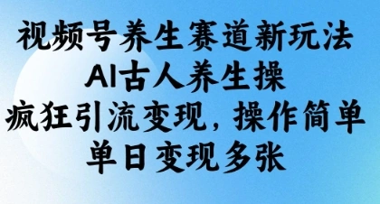 视频号养生赛道新玩法，AI古人养生操，疯狂引流变现，操作简单，单日变现多张 - 福利组