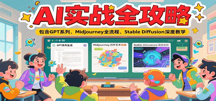 AI实战全攻略，包含GPT系列、Midjourney全流程、Stable Diffusion深度教学- 福利组