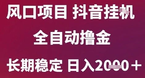 风口项目，六月最新玩法抖音无人挂G，全自动撸金，长期稳定 日入2k+【揭秘】- 福利组
