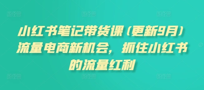 小红书笔记带货课(更新25年6月)流量电商新机会，抓住小红书的流量红利- 福利组