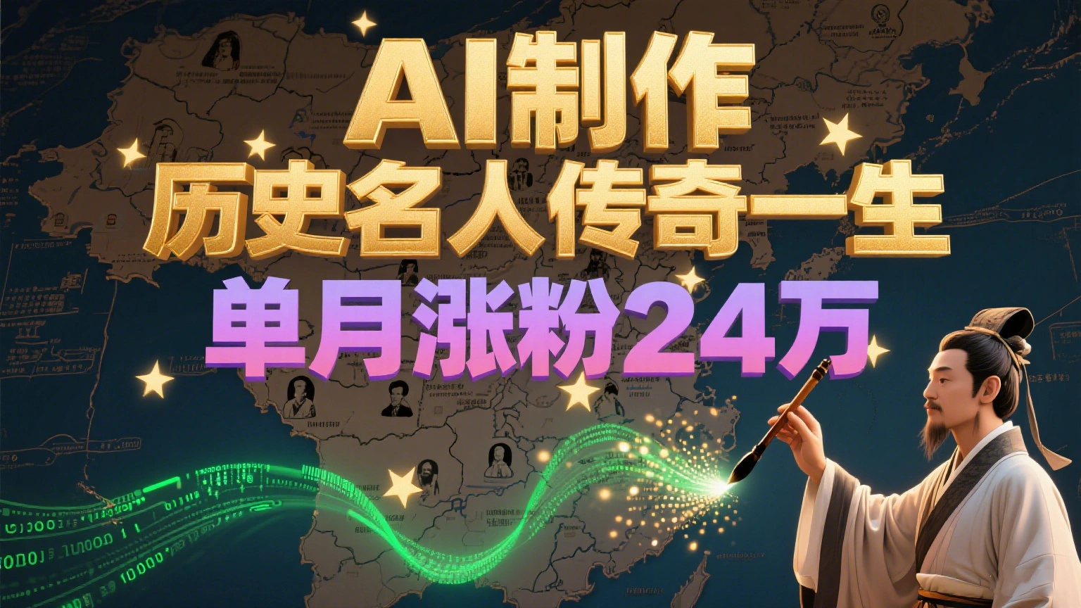 暴力起号！用AI制作历史名人传奇一生，单月涨粉24万，涨粉+变现赛道黑马来了 - 福利组