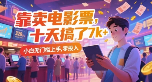 靠卖电影票，十天搞了7k+，小白无门槛上手，零投入【揭秘】- 福利组