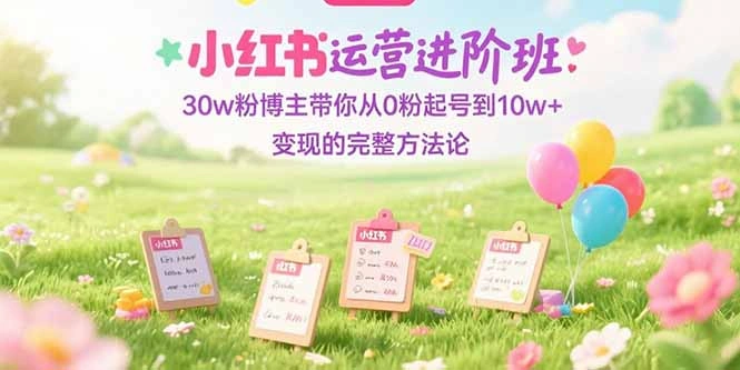 小红书运营进阶班：30w粉博主带你从0粉起号到10w+变现的完整方法论- 福利组